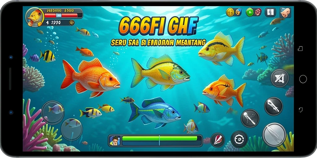 Screenshot gameplay 666FF menampilkan aksi tembak ikan yang seru.