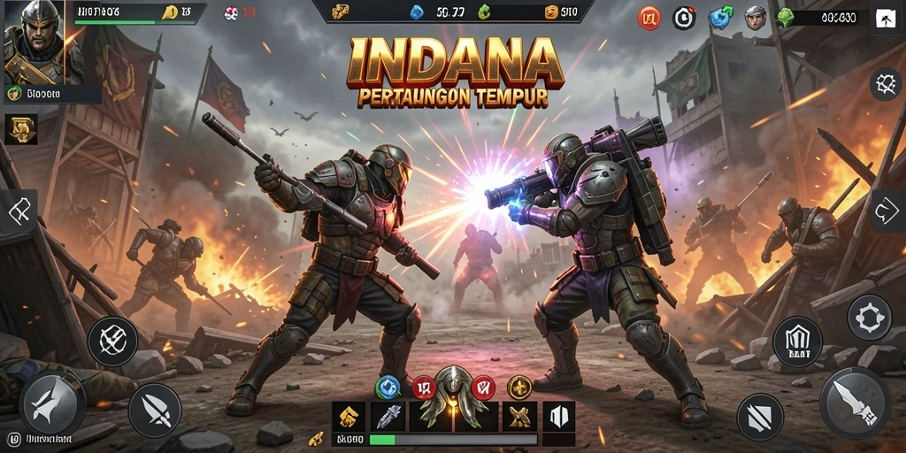 Screenshot gameplay INDAAA menampilkan pertarungan seru dengan efek visual menakjubkan.