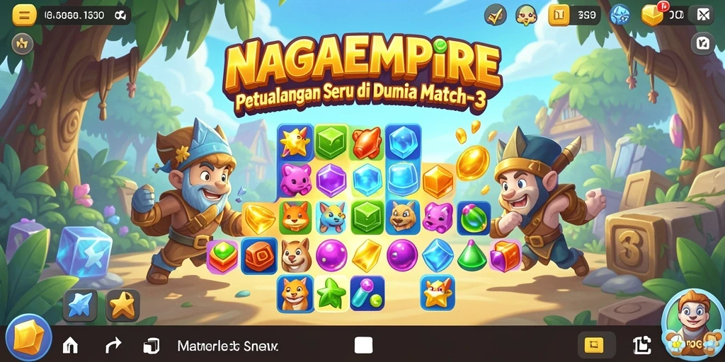 Tampilan gameplay epic di NAGAEMPIRE dengan momen Match-3.
