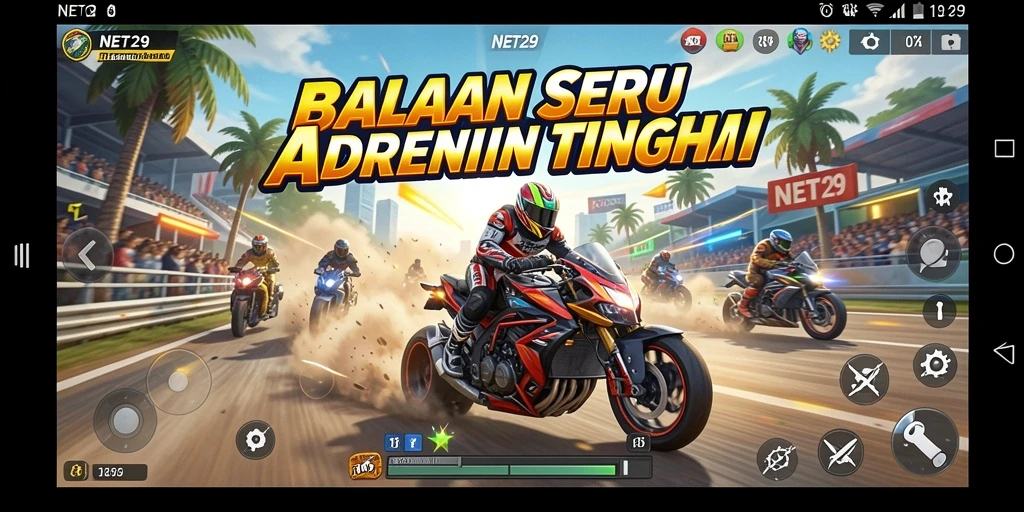 Tampilan gameplay NET29 yang mendebarkan saat balapan.