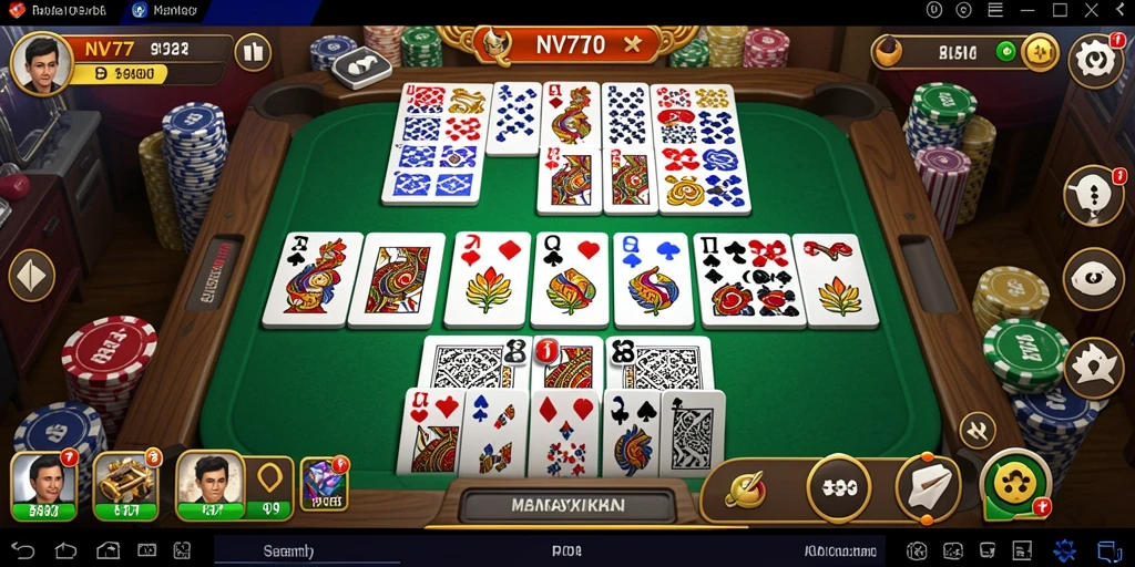 Tangkapan layar gameplay NV77 menampilkan momen seru permainan Domino.