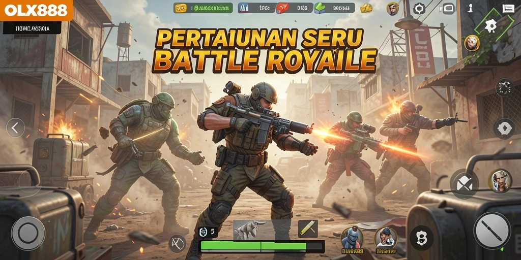 Tampilan gameplay menarik dari OLX888 dalam pertempuran Battle Royale.