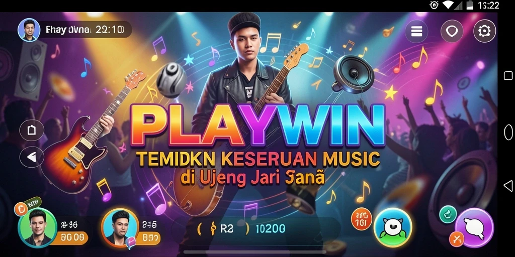 Tampilan screenshot <strong>PLAYWIN</strong> saat gameplay dengan lagu-lagu populer.