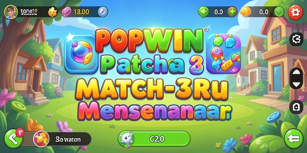 Screenshot gameplay POPWIN menunjukkan keseruan mencocokkan elemen warna-warni.