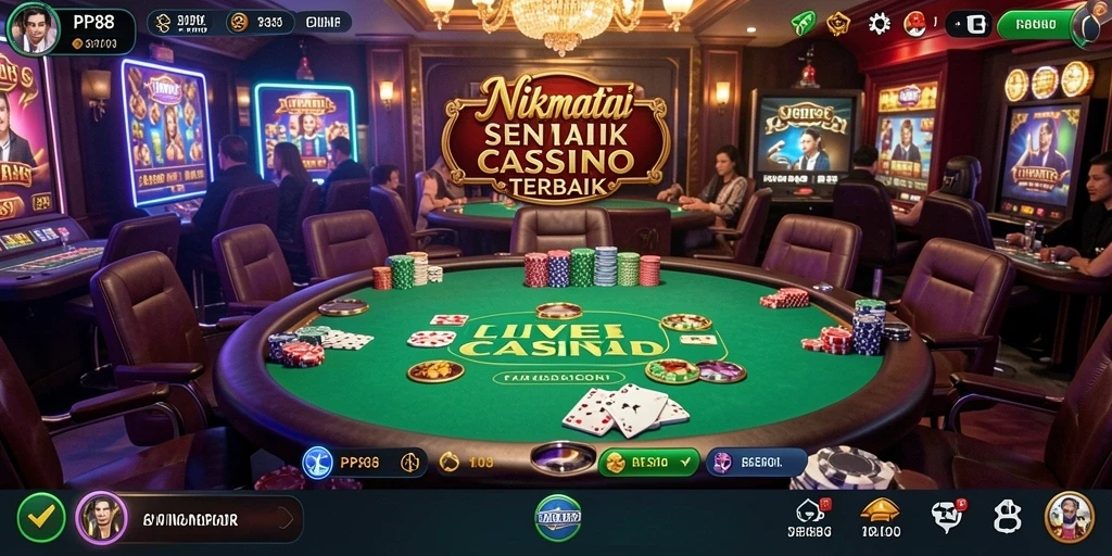 Tampilan gameplay langsung di PP88 menunjukkan suasana kasino yang mendebarkan.