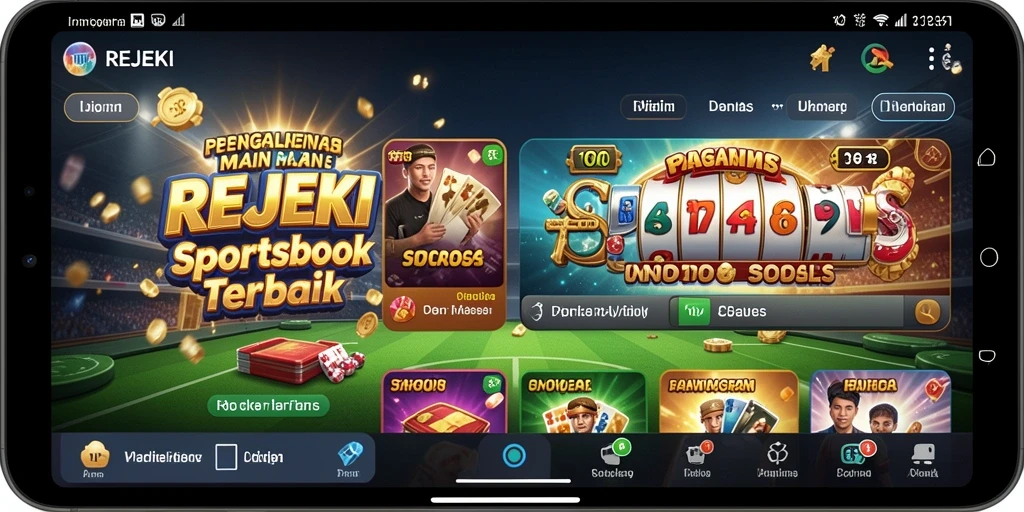 Tampilan gameplay REJEKI dengan berbagai pilihan taruhan olahraga.