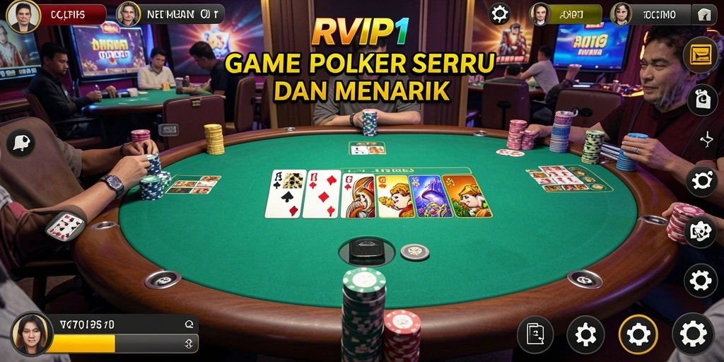 Tampilan menarik dari gameplay Poker dalam aplikasi RVIP1.